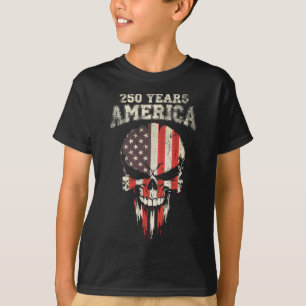 T-shirt 250 Ans Amérique 4 Juillet Drapeau Usa Crâne