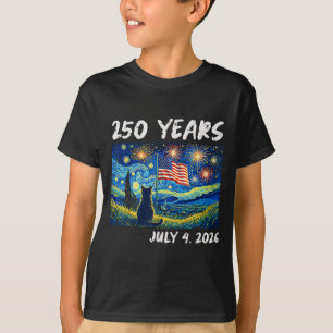 T-shirt 250 Ans Chat Nuit Étoilée 4 Juillet 250e
