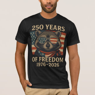 T-shirt 250 Ans De Liberté Raccoon USA Drapeau Lunettes de