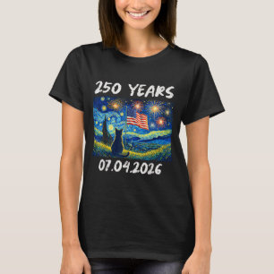 T-shirt 250 ans nuit étoilée chat 4 juillet 250e