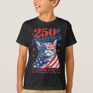 T-shirt 250e anniversaire en tant que chat depuis 1776 amé