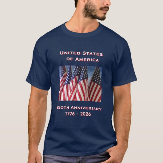 T-shirt 250e anniversaire USA Patriotic Navy Bleu (Devant)