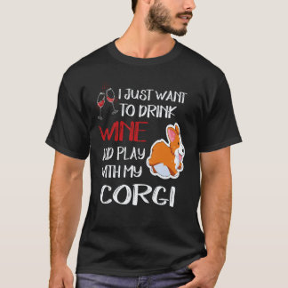T-shirt 25 Je veux juste boire du vin Corgi