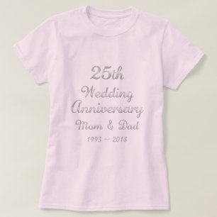 T-shirt 25e anniversaire du Mariage Parents Typographie d'