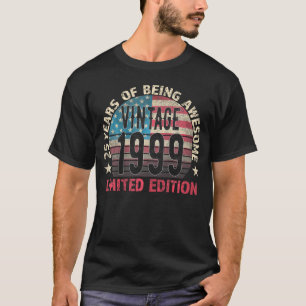 T-shirt 25E Anniversaire Hommes Nés 1999 À 25 Ans