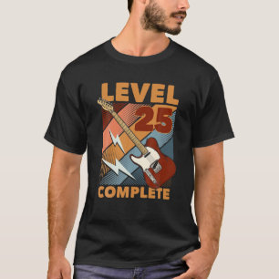 T-shirt 25E Anniversaire Niveau 25 Complet E-Guitare