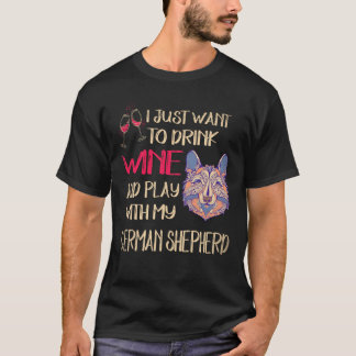 T-shirt 26 Je veux juste boire du vin et jouer avec mon al