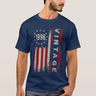 T-shirt 26 Year Old Gifts Vintage 1996 American Flag 26th