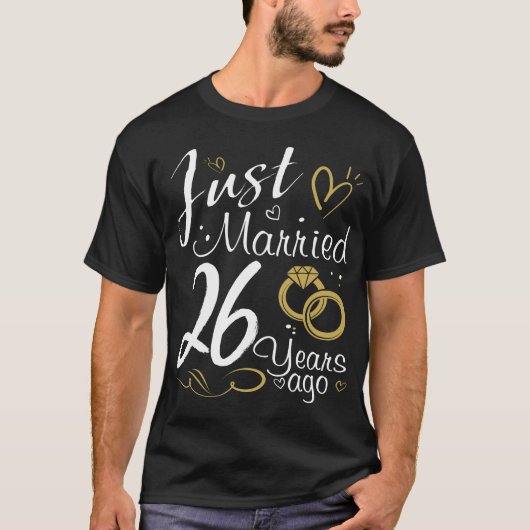 T-shirt 26e anniversaire de Mariage. Marié il y a 26 ans (Devant)