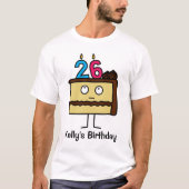 T-shirt 26ème Gâteau d'anniversaire avec des bougies (Devant)