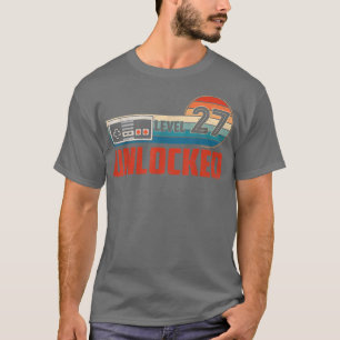 T-shirt 27 Cadeau Anniversaire Déverrouillé Niveau 27 Vint