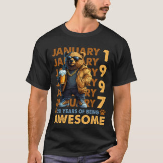 T-shirt 28 Ans Awesome Cool Ours Depuis Janvier 1997