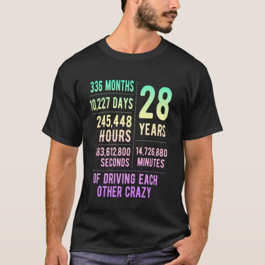 T-shirt 28 ans mariés Funny 28e anniversaire de Mariage (Devant)