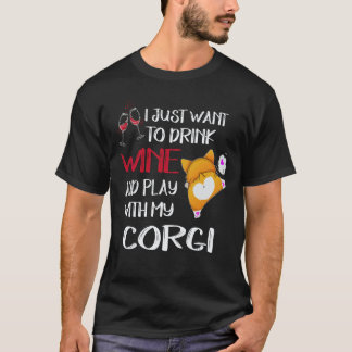 T-shirt 28 Je veux juste boire du vin Corgi