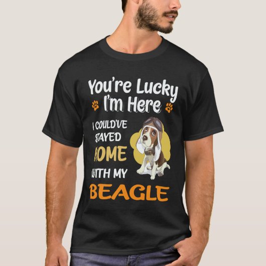 T-shirt 28 Reste à la maison avec mon beagle (Devant)