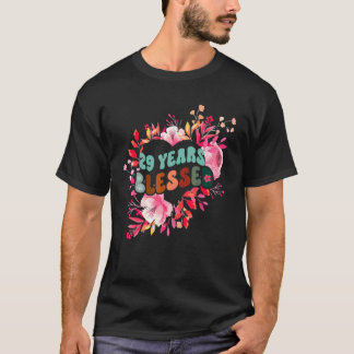 T-shirt 29 ans adoré fleur de coeur fête anniversaire ou