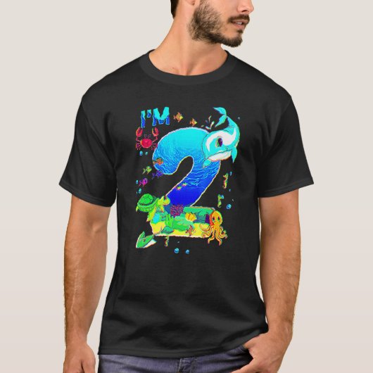T-shirt 2 Anniversaire Baleine Poisson Anniversaire De Mer (Devant)