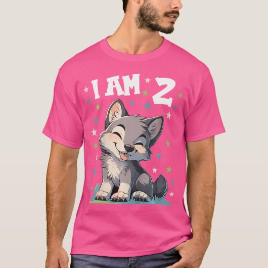 T-shirt 2 Ans 2 Anniversaire Loups Garçon Fille Loup (Devant)