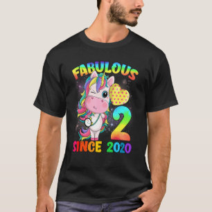 T-shirt 2 Ans 2e Anniversaire Unicorn Girl Fabulous Sin
