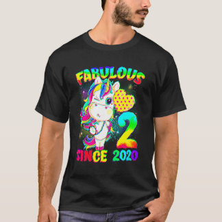 T-shirt 2 Ans 2e Anniversaire Unicorn Girl Fabulous Sin