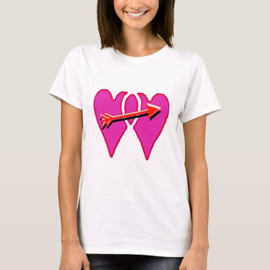 T-shirt 2 Coeurs ensemble dans l'amour - Modèle de flèche (Devant)