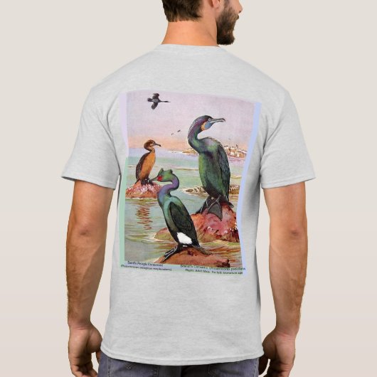T-shirt 2 Espèces de cormorans, illustration avant/arrière (Dos)