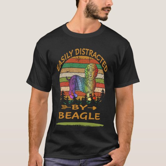 T-shirt 2 Facilement Distrait Par Beagle (Devant)