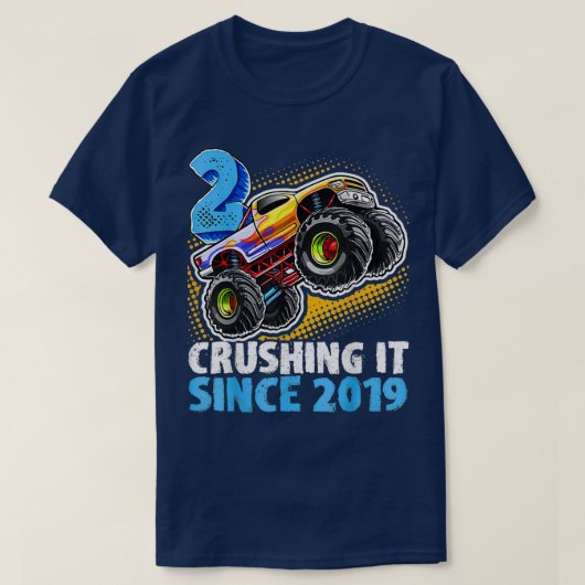 T-shirt 2 Le broyer depuis 2019 Monster Truck 2e Birthda (Design devant)