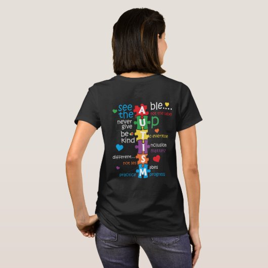 T-shirt 2 Sensibilisation sur l'autisme Côtés Be Kind Puzz (Dos entier)