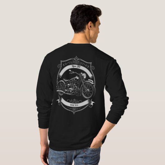 T-shirt 2 Sided Custom Biker Skull Motorcycle Long Sleeve (Dos entier)