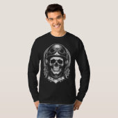 T-shirt 2 Sided Custom Biker Skull Motorcycle Long Sleeve (Devant entier)