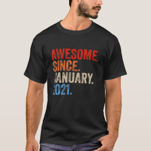 T-shirt 2 Year Old Awesome Since January 2021 2nd Birthda
