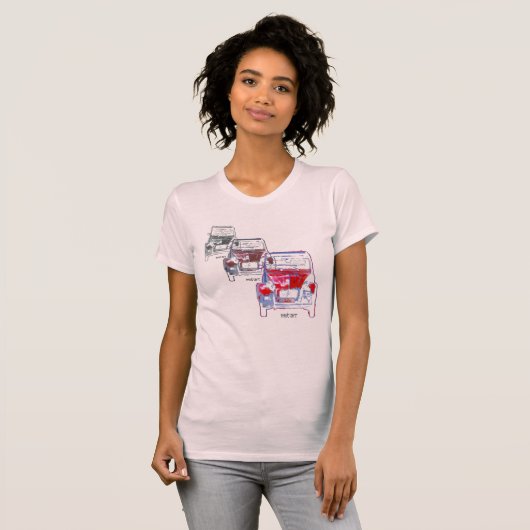 T-shirt 2CV rouge x 3 (Devant entier)
