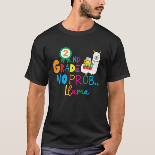 T-shirt 2e année No prob llama Retour à l'école 2021 2022  (Devant)