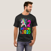 T-shirt 2e anniversaire Dabbing Unicorn Party 2 ans Gi (Devant entier)