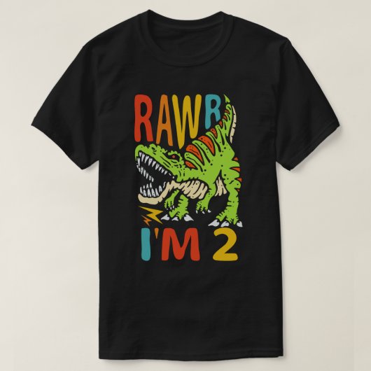 T-shirt 2e Anniversaire Dinosaur T Rex Rawr I'm 2 For Boys (Design devant)