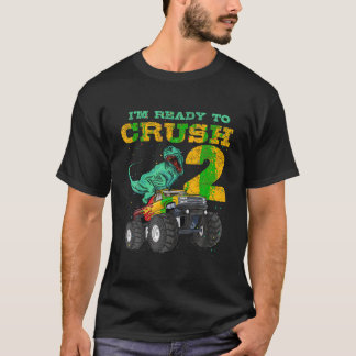 T-shirt 2e anniversaire Monster Truck Dino 2 ans Anniversa