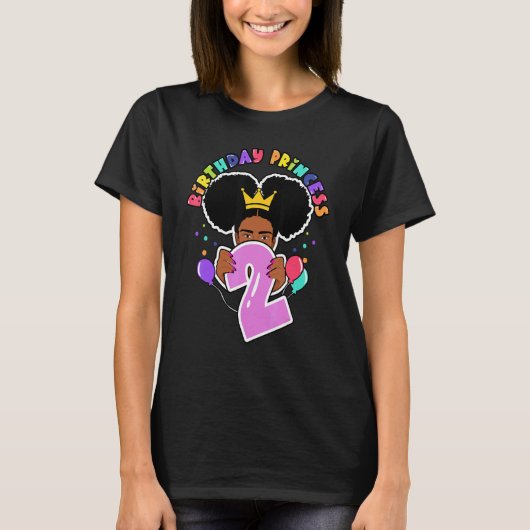 T-shirt 2e anniversaire Princesse naturelle Afro Puffs fil (Devant)