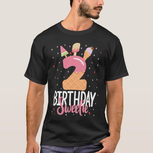 T-shirt 2e anniversaire Sweetie Crème de glace fille 2 ans (Devant)