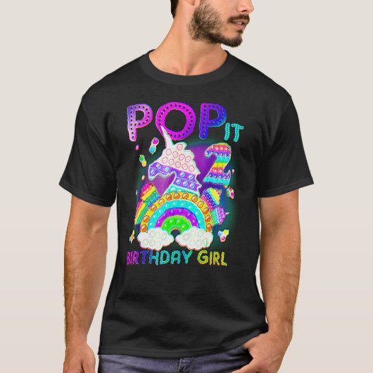 T-shirt 2e anniversaire Unicorn Fidget Pop It Birthday Gir (Devant)