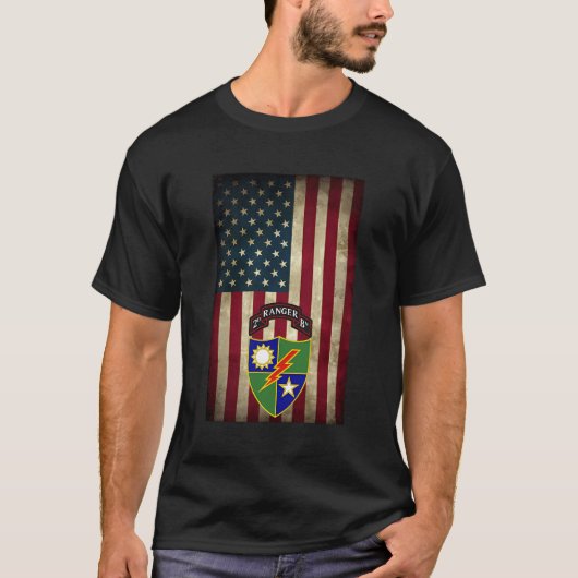 T-shirt 2E Bataillon - 75E Régiment De Rangers - Drapeau U (Devant)
