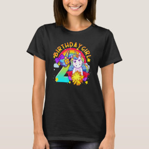 T-shirt 2ème anniversaire Unicorn Pom-pom girl Girl Rainbo