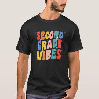 T-shirt 2ème Vibes de Deuxième Année Rétro Groovy Pour Ens