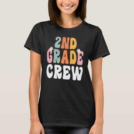 T-shirt 2nd Grade Crew Retro Groovy Teacher Happy 1st Day (Devant)