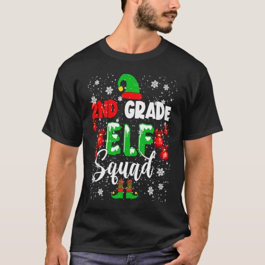 T-shirt 2nd Grade ELF Squad Funny Christmas ELF Kids Teach (Devant)