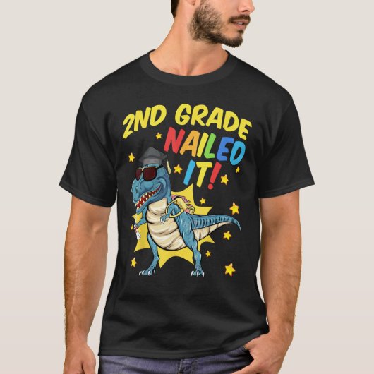 T-shirt 2nd Grade Graduation  Rex Dinosaur 2nd Grade Naile (Devant)