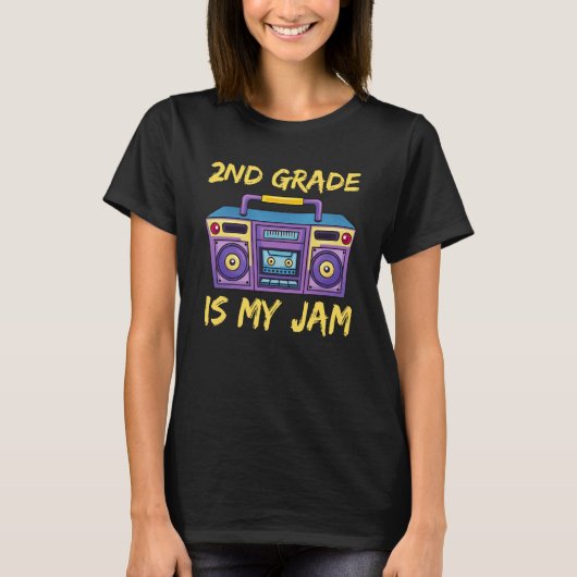 T-shirt 2nd Grade Is My Jam School Retro 80s Boombox Stude (Devant)