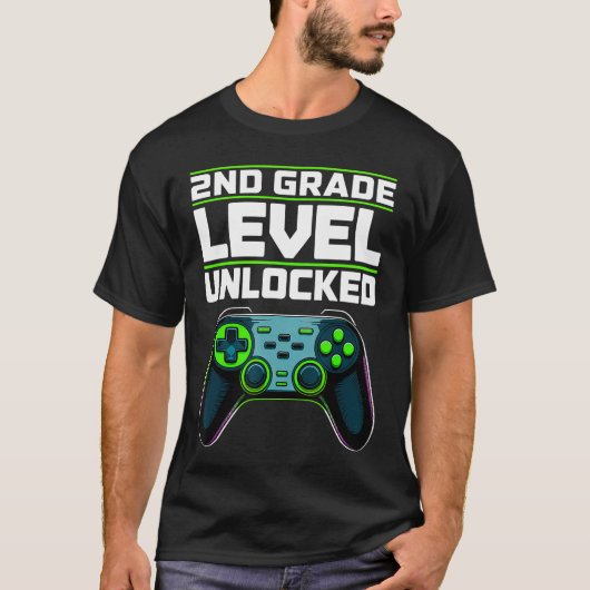 T-shirt 2nd Grade Level Unlocked Gaming Controller Back to (Devant)