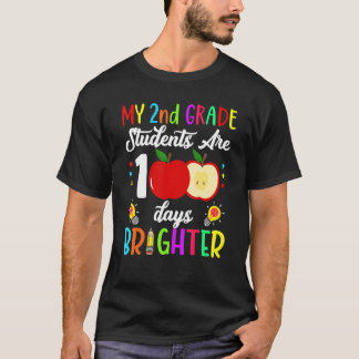 T-shirt 2nd Grade Teacher 100 Days Brighter 100th Day of S