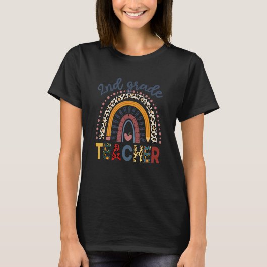 T-shirt 2nd Grade Teacher Rainbow Leopard (Devant)
